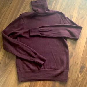 Frank and Oak Marino Wool Turtle neck Sweater - Burgundy Size L